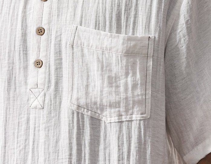 Stand Collar Viscose Smart Casual White Shirt