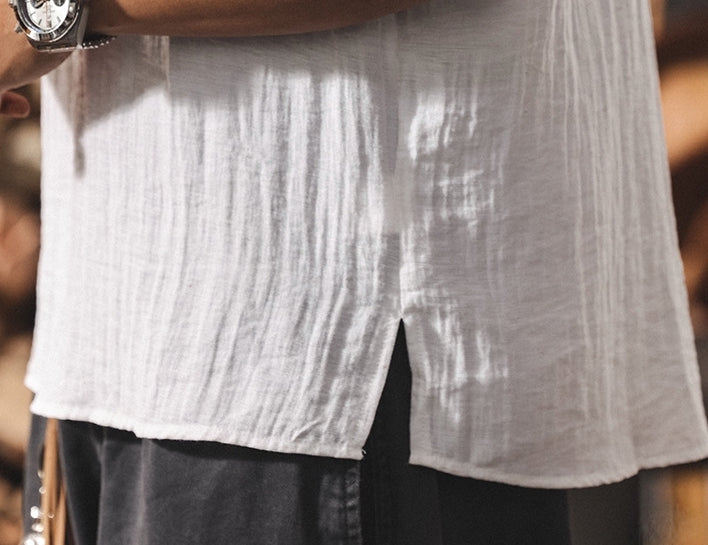 Stand Collar Viscose Smart Casual White Shirt