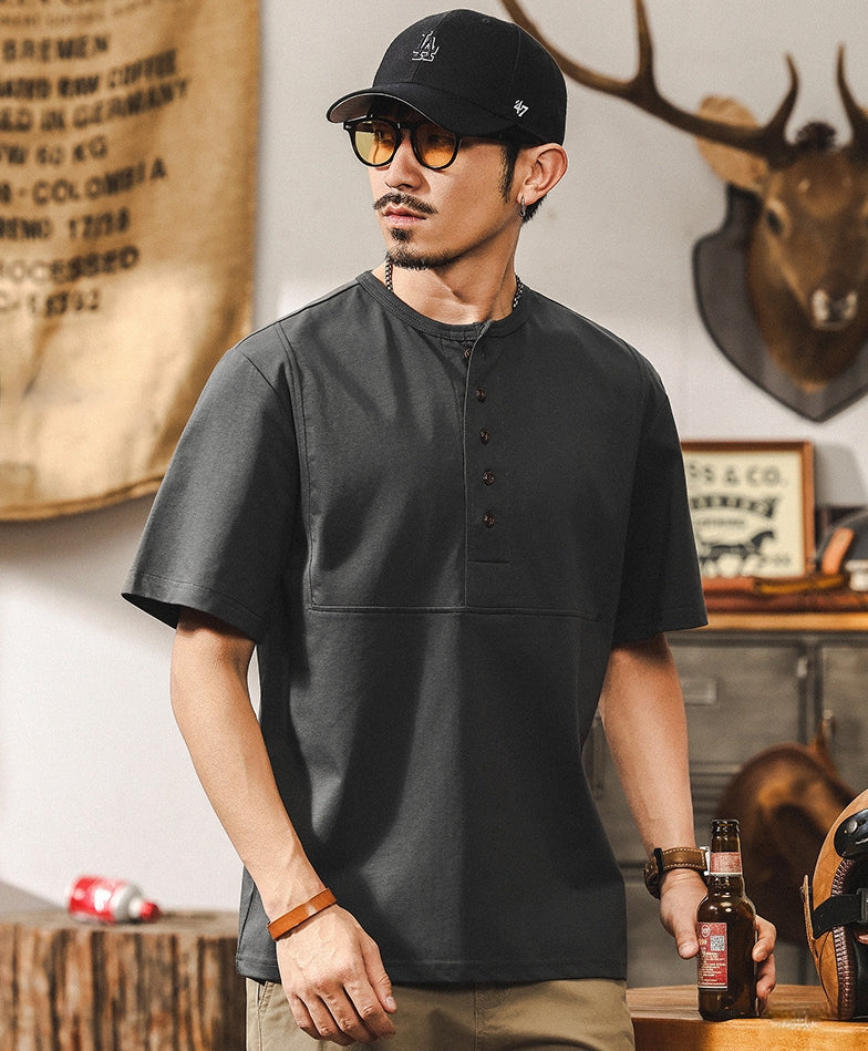 Frontier Buttoned Henley Tee