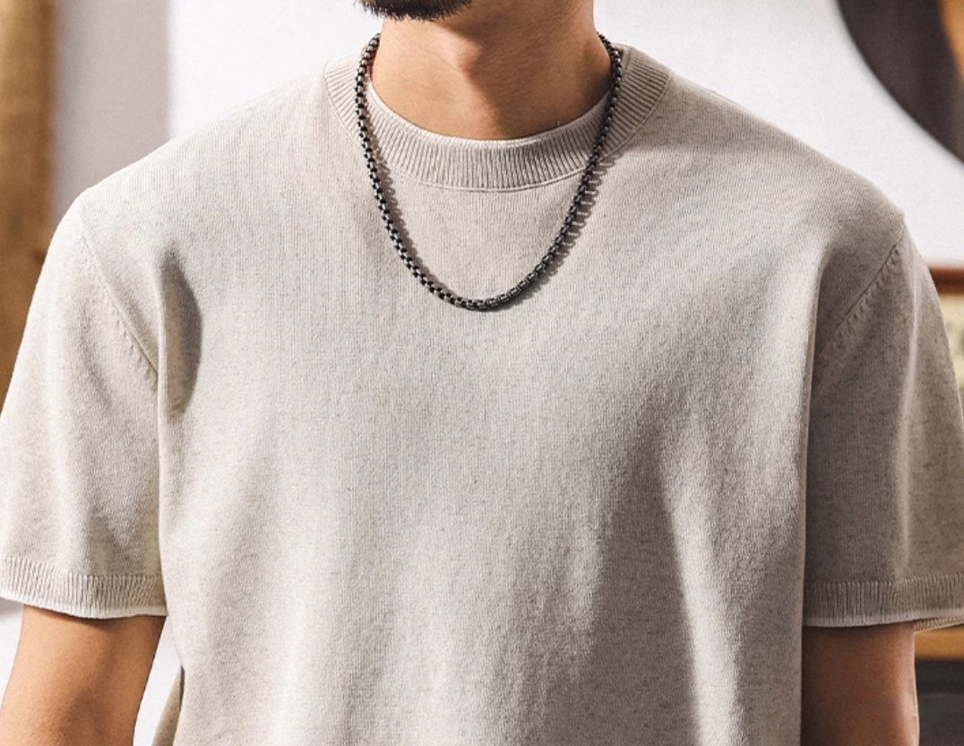 Linen Tencel Khaki Knit Tee