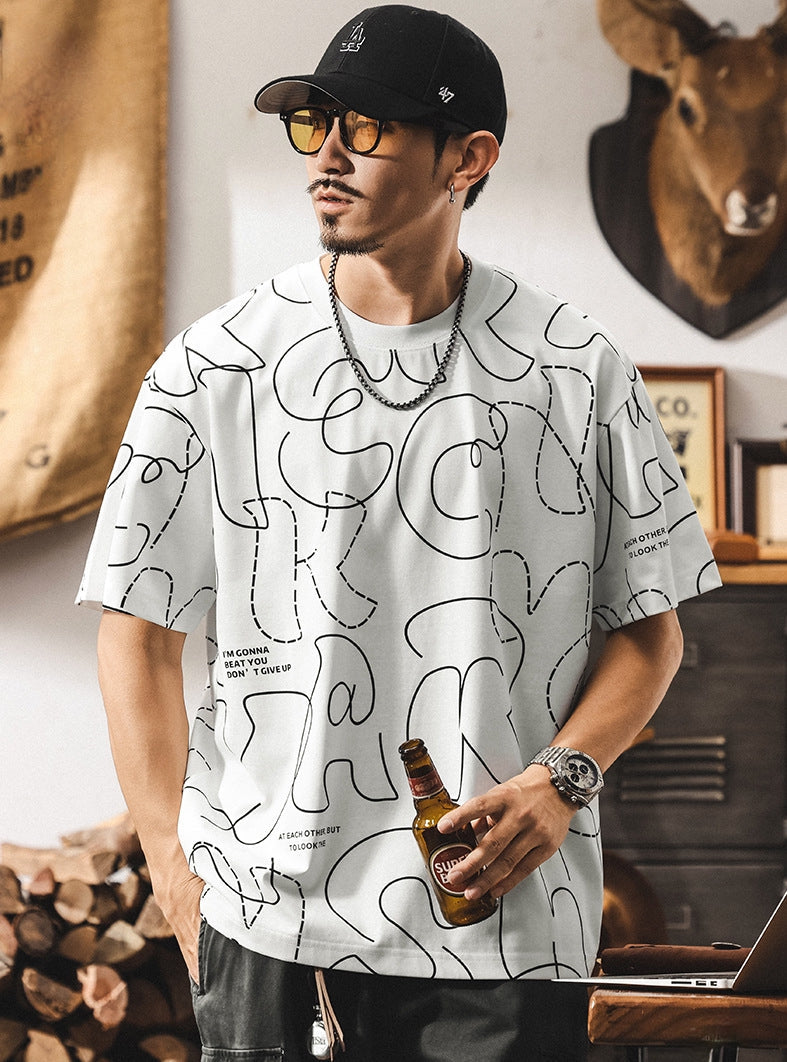 Printed Scribble White T-Shirt