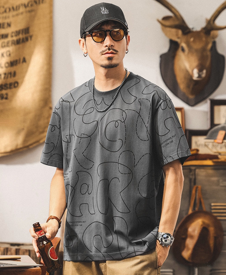 Printed Scribble Dark Gray T-Shirt