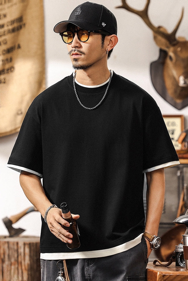 Black Retro Layered Tee