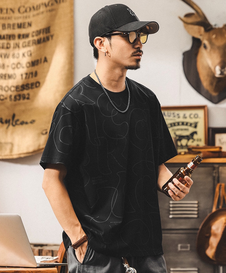 Printed Scribble Black T-Shirt