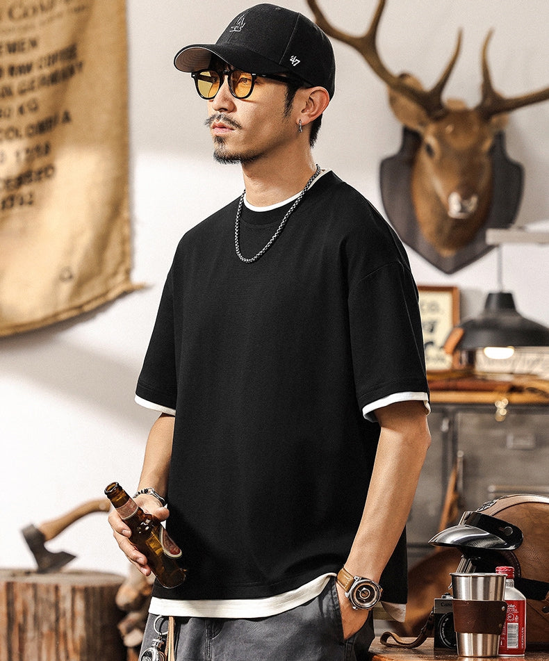Black Retro Layered Tee