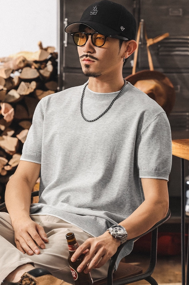 Linen Tencel Light Gray Knit Tee