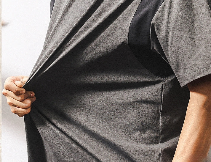 Grey Contrast Panel T-Shirt