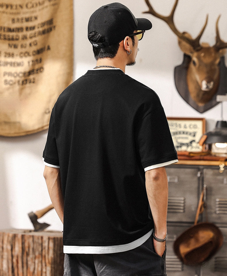 Black Retro Layered Tee