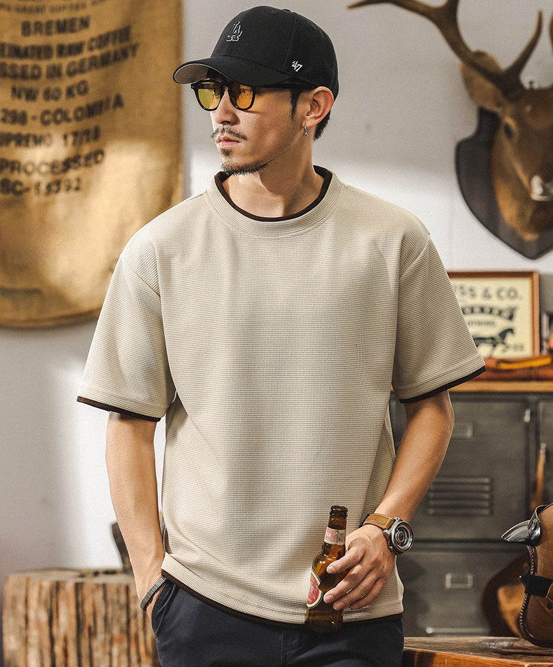 Apricot dual Contrast Tee