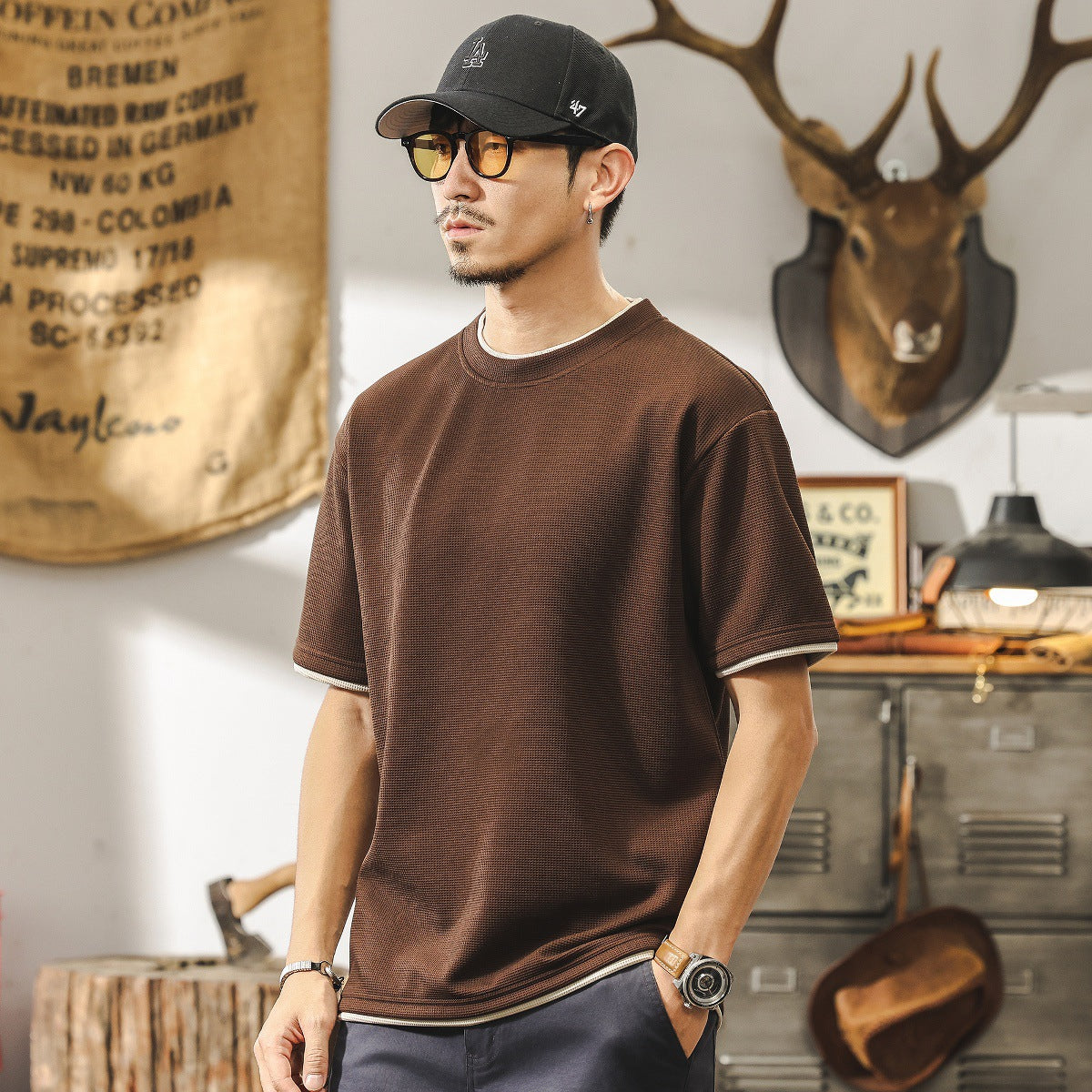 MochaEdge Contrast Knit Tee