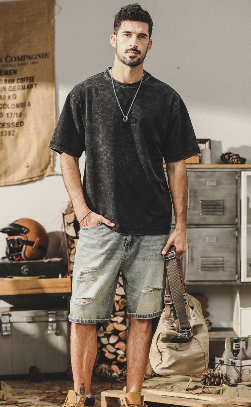 Snowflake Washed T Shirt in Charcoal Gray