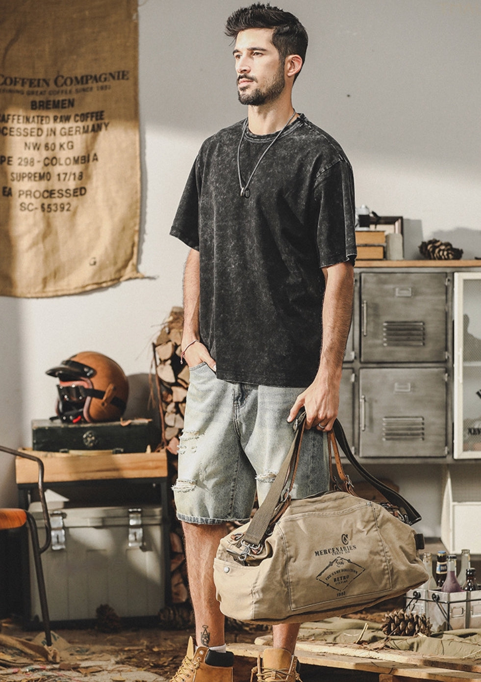 Snowflake Washed T Shirt in Charcoal Gray