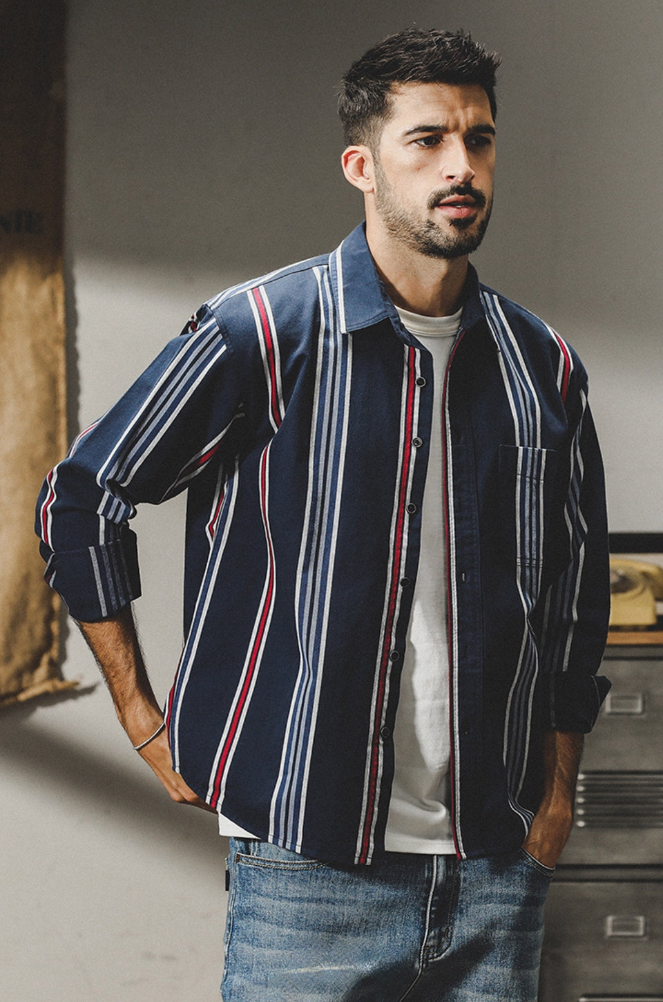 Harbor Stripe Tweed Shirt