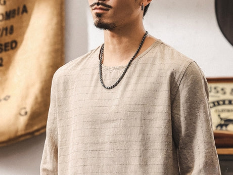 Textured Stitch Crew Tee in Desert Sand