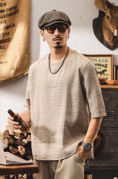 Textured Stitch Crew Tee in Desert Sand