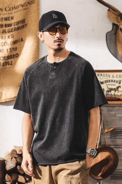 Urban Drift Henley Tee With Raglan Sleeves