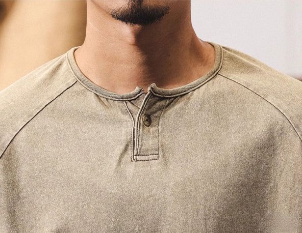 Urban Drift Henley Tee With Raglan Sleeves