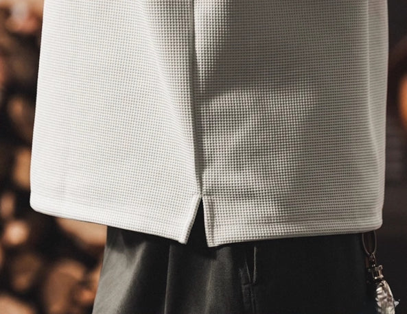 Waffle Grid Zip T-Shirt Vest in White