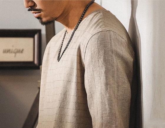 Textured Stitch Crew Tee in Desert Sand