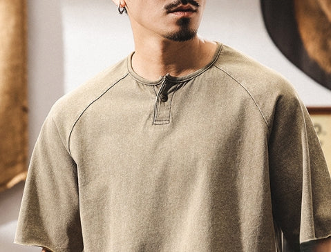 Urban Drift Henley Tee With Raglan Sleeves