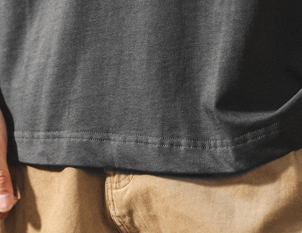 Shoulder Splice Panel Loose Tee in Black