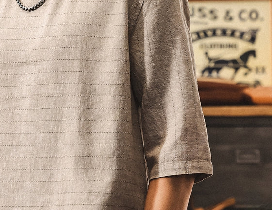 Textured Stitch Crew Tee in Desert Sand