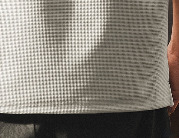 Waffle Grid Zip T-Shirt Vest in White