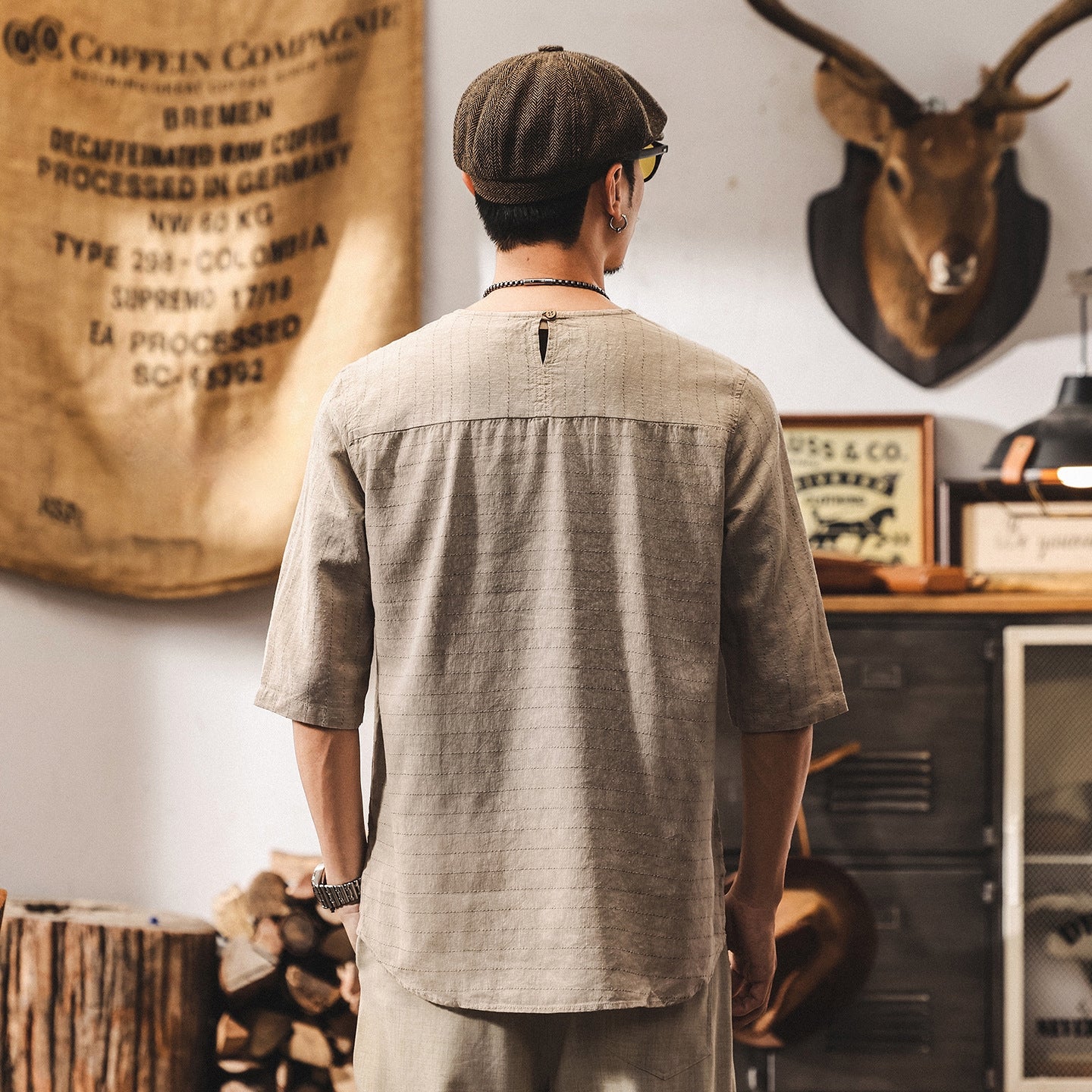 Textured Stitch Crew Tee in Desert Sand