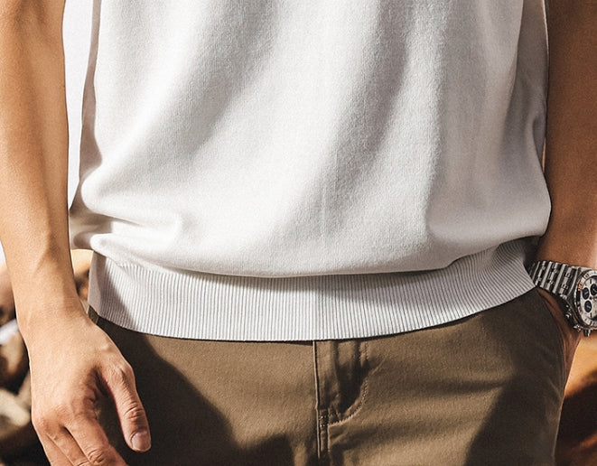 Varsity Stripe Knit Polo in Black