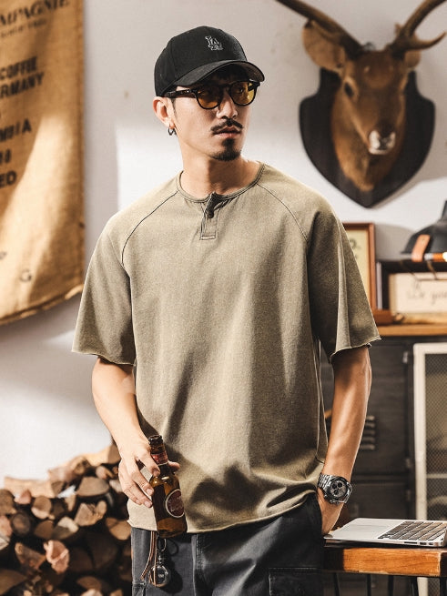 Urban Drift Henley Tee With Raglan Sleeves