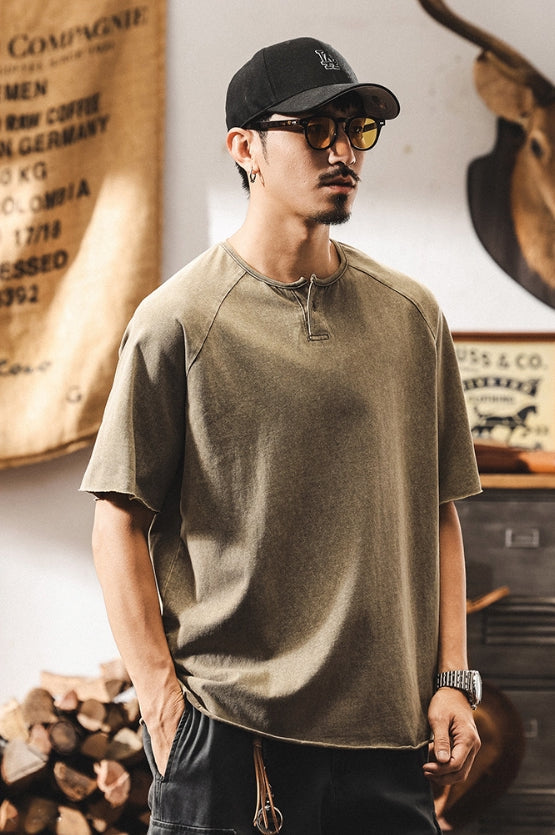 Urban Drift Henley Tee With Raglan Sleeves