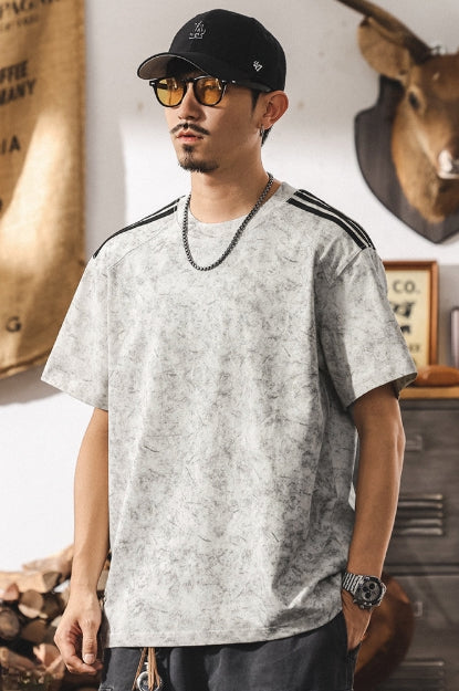 Paneled Henley Tee in Chalk White