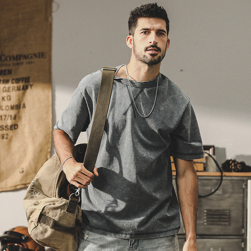 Snowflake Washed T Shirt in Cement Gray