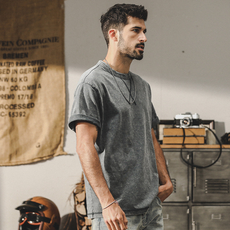 Snowflake Washed T Shirt in Cement Gray