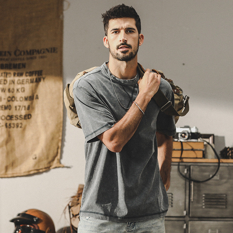 Snowflake Washed T Shirt in Cement Gray