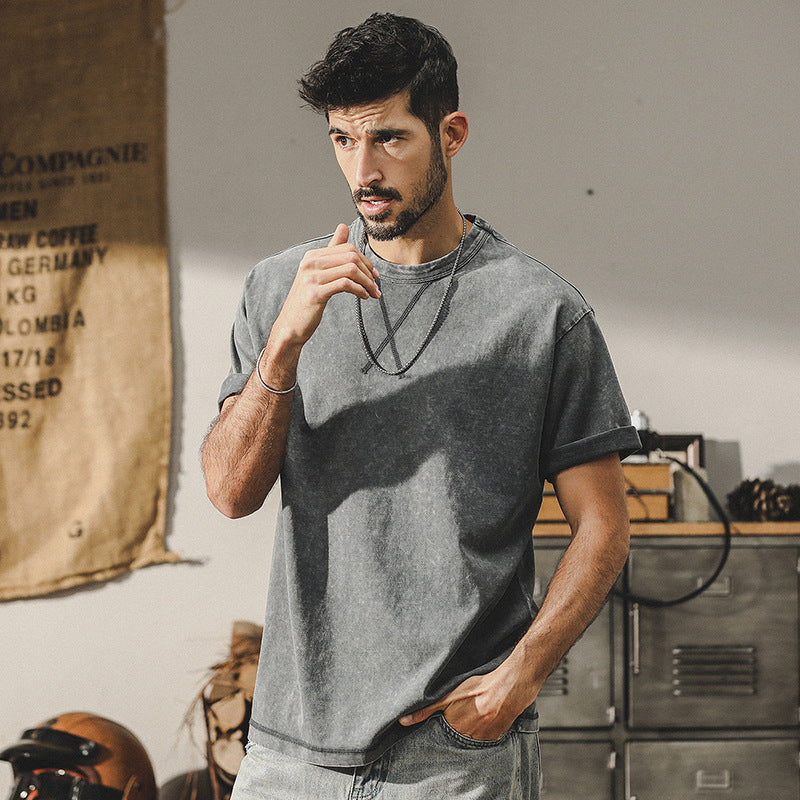 Snowflake Washed T Shirt in Cement Gray