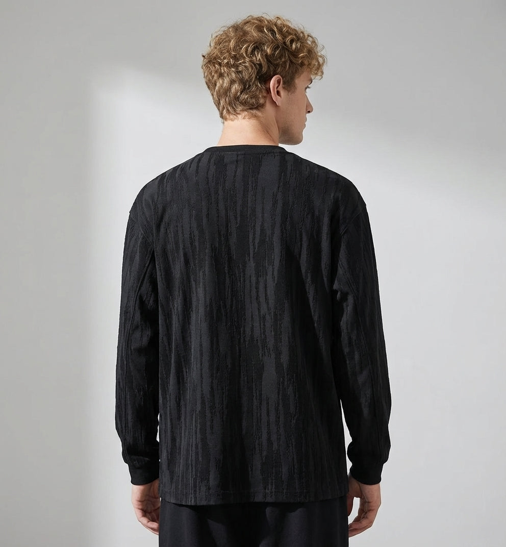 Tree Grain Texture Dropped Shoulder Sleeve Tee
