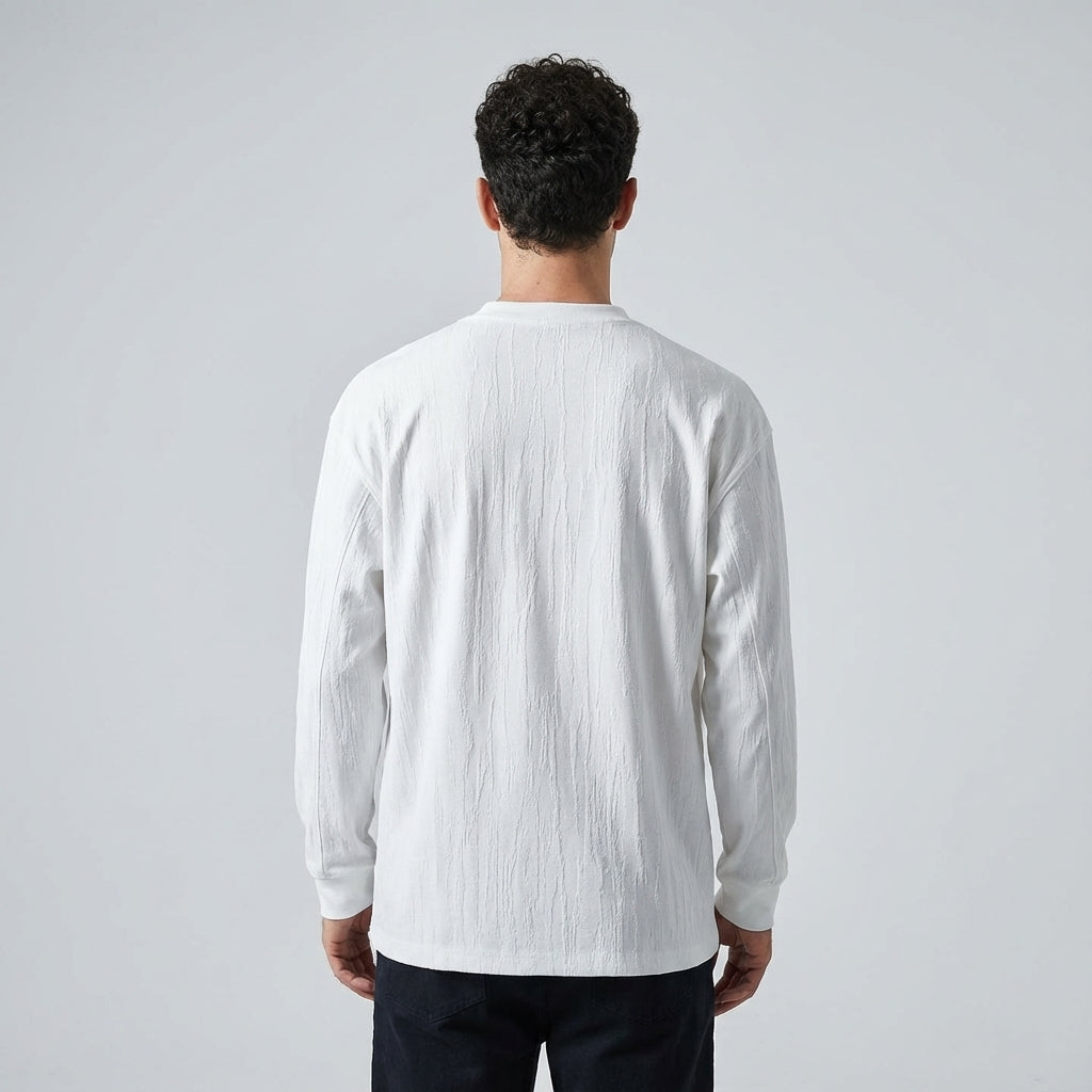 Tree Grain Texture Dropped Shoulder Sleeve Tee