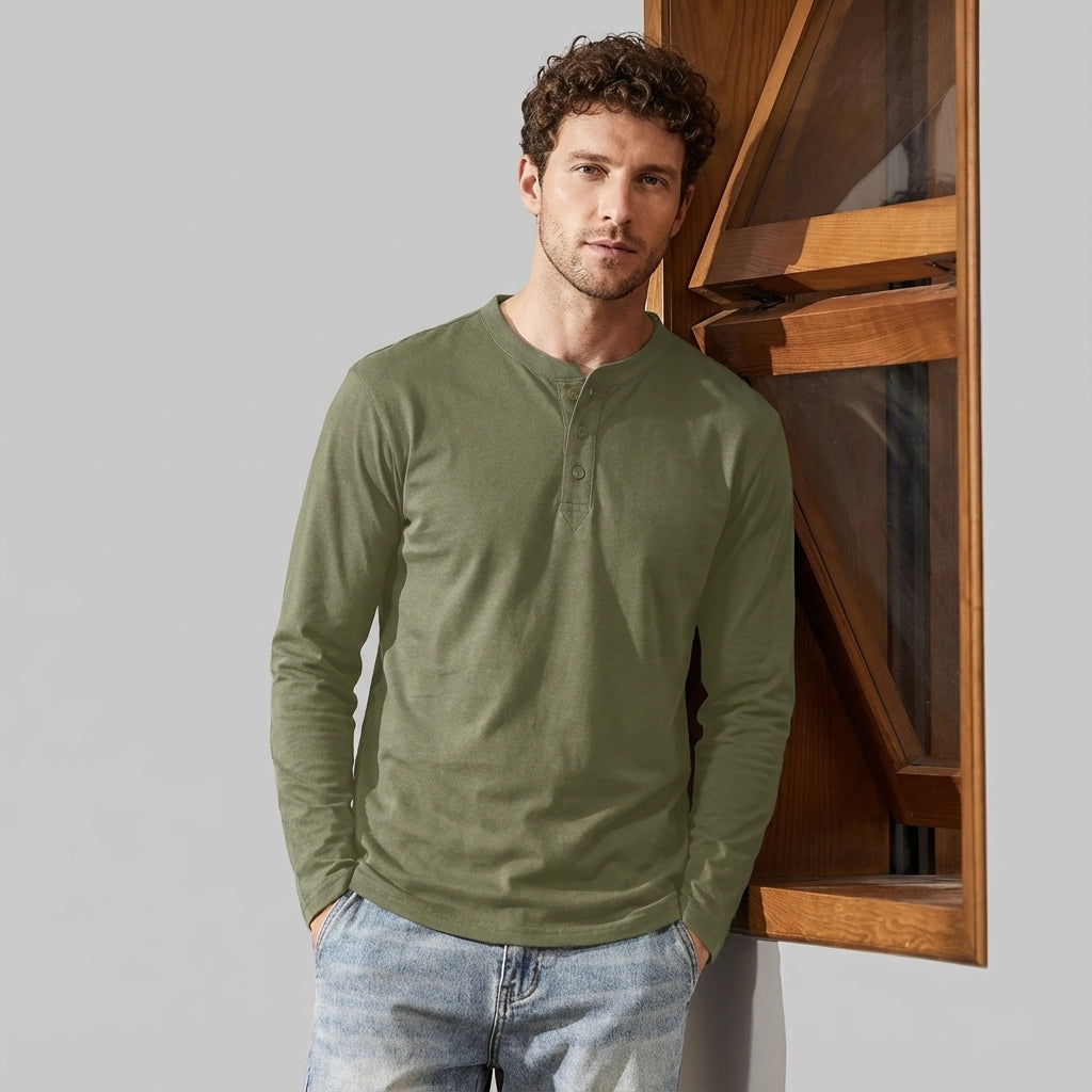Henry Collar Polo Tee in Green