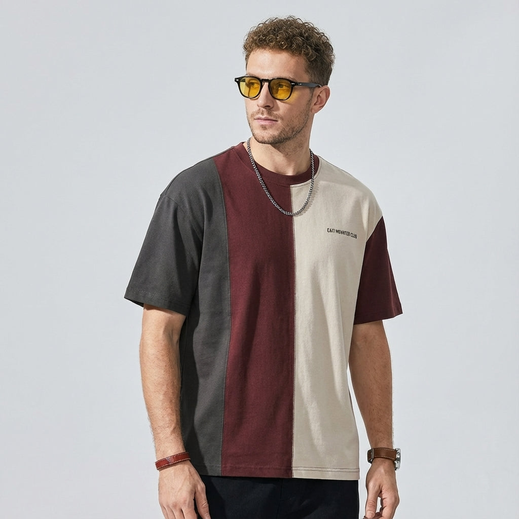 Contrast Two Tone T-shirt in Earthly Colors