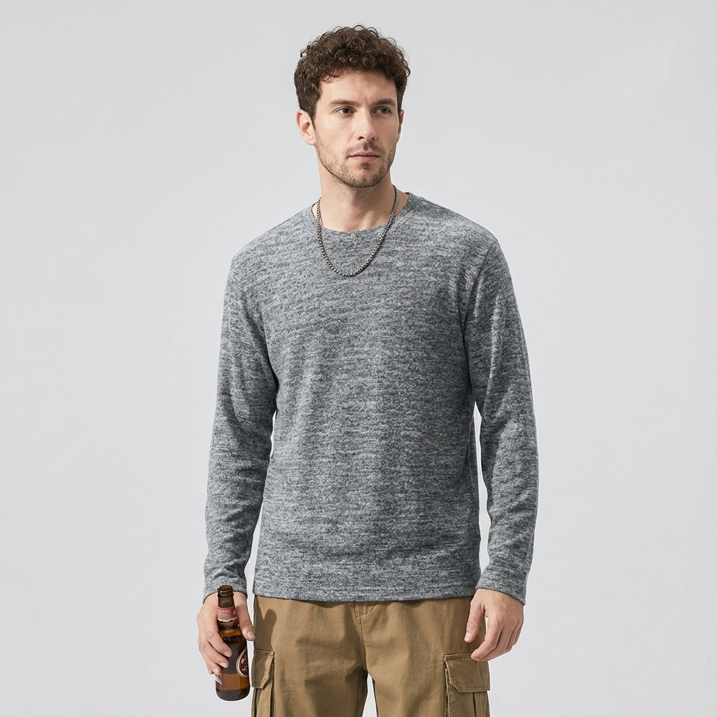 Soft Knitted Skin Friendly Fleece Crew Neck Tee