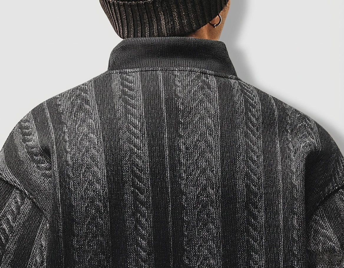 Textured Turtle Neck Pullover in Black