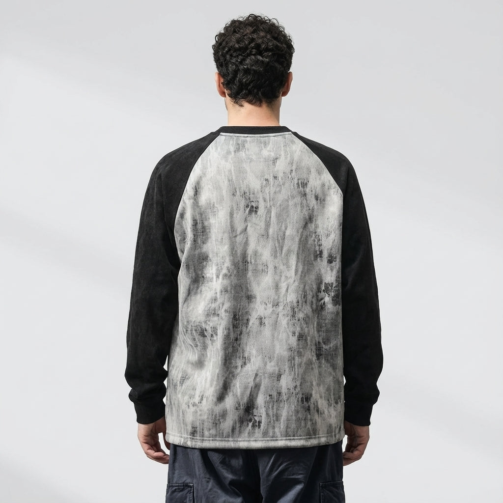 Suede Sweatshirt with Raglan Sleeves