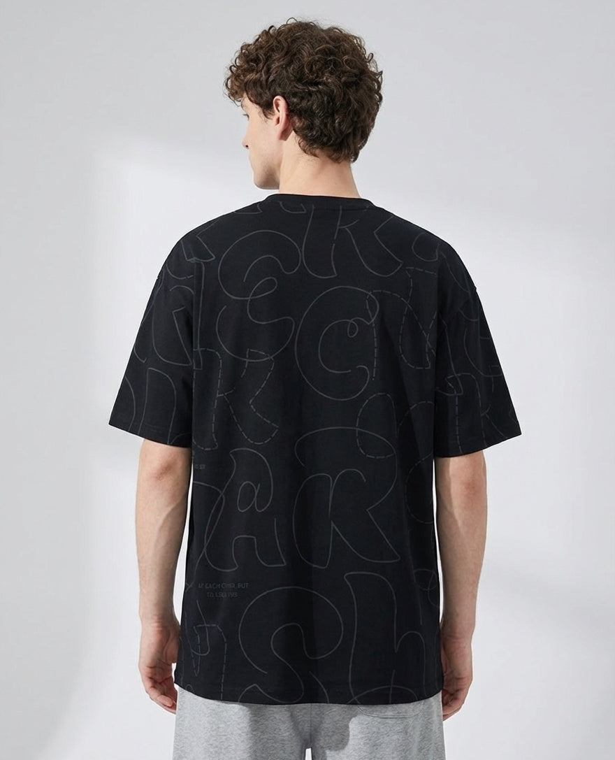 Printed Scribble Black T-Shirt