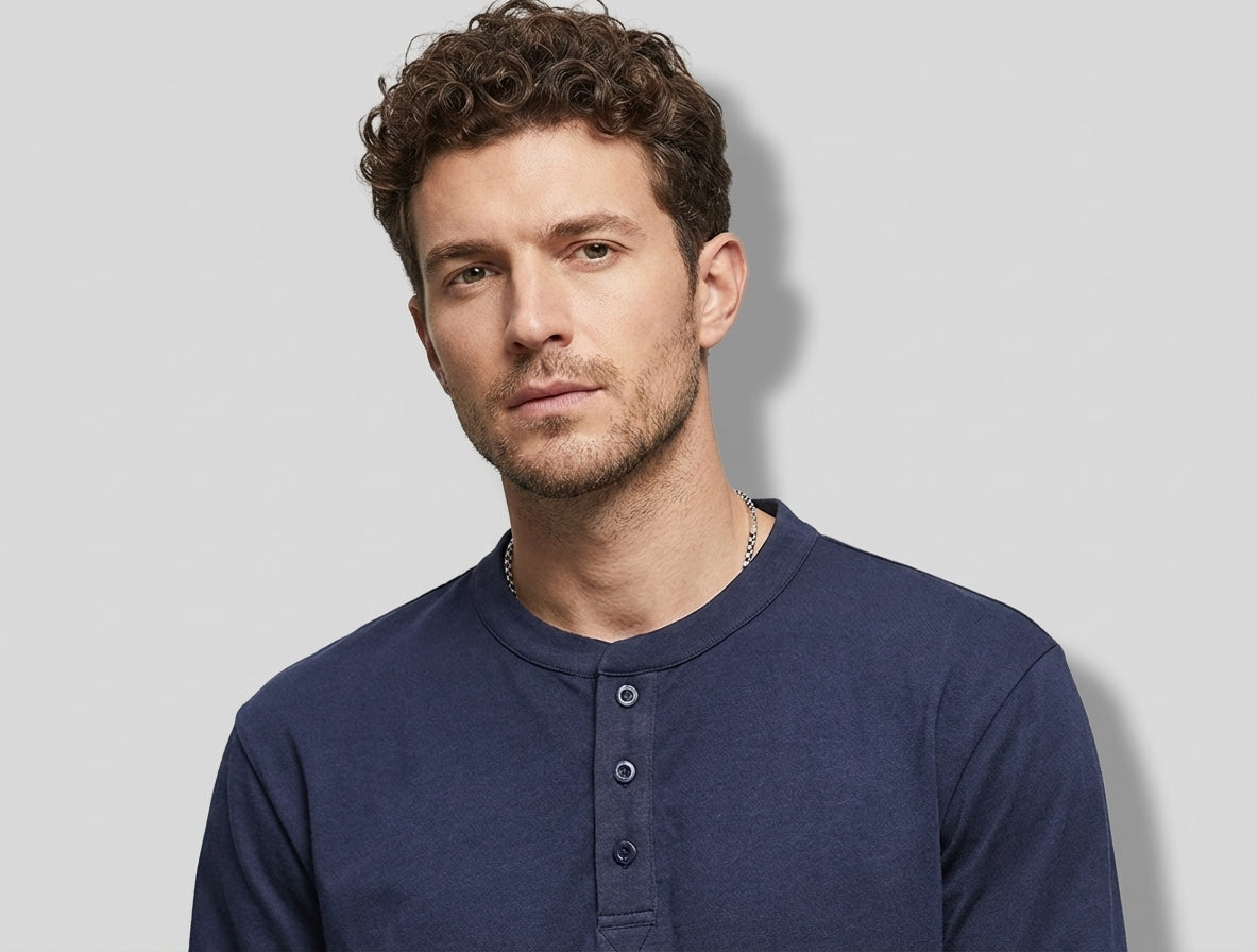 Henry Collar Polo Tee in Blue