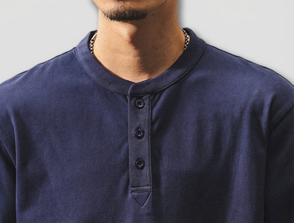 Henry Collar Polo Tee in Blue