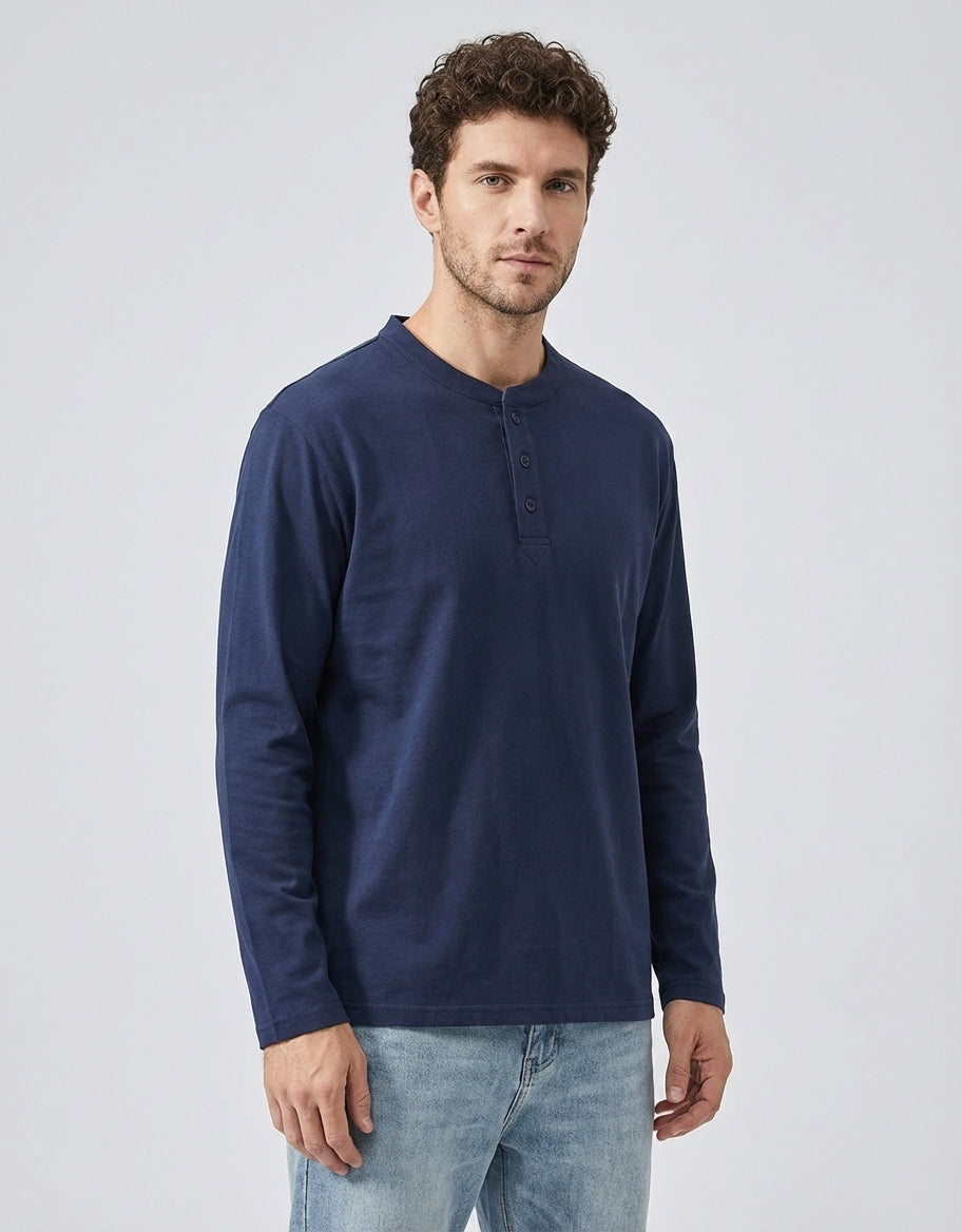 Henry Collar Polo Tee in Blue