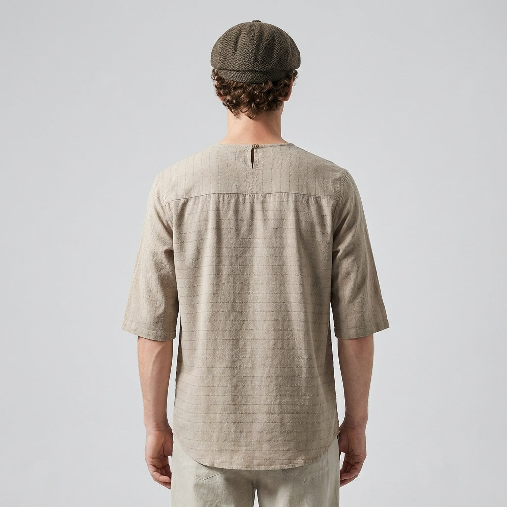 Textured Stitch Crew Tee in Desert Sand