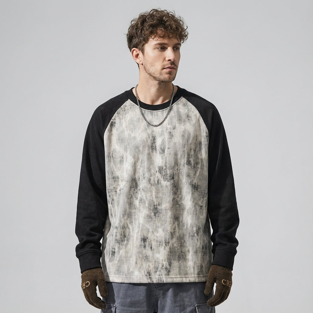 Suede Sweatshirt with Raglan Sleeves