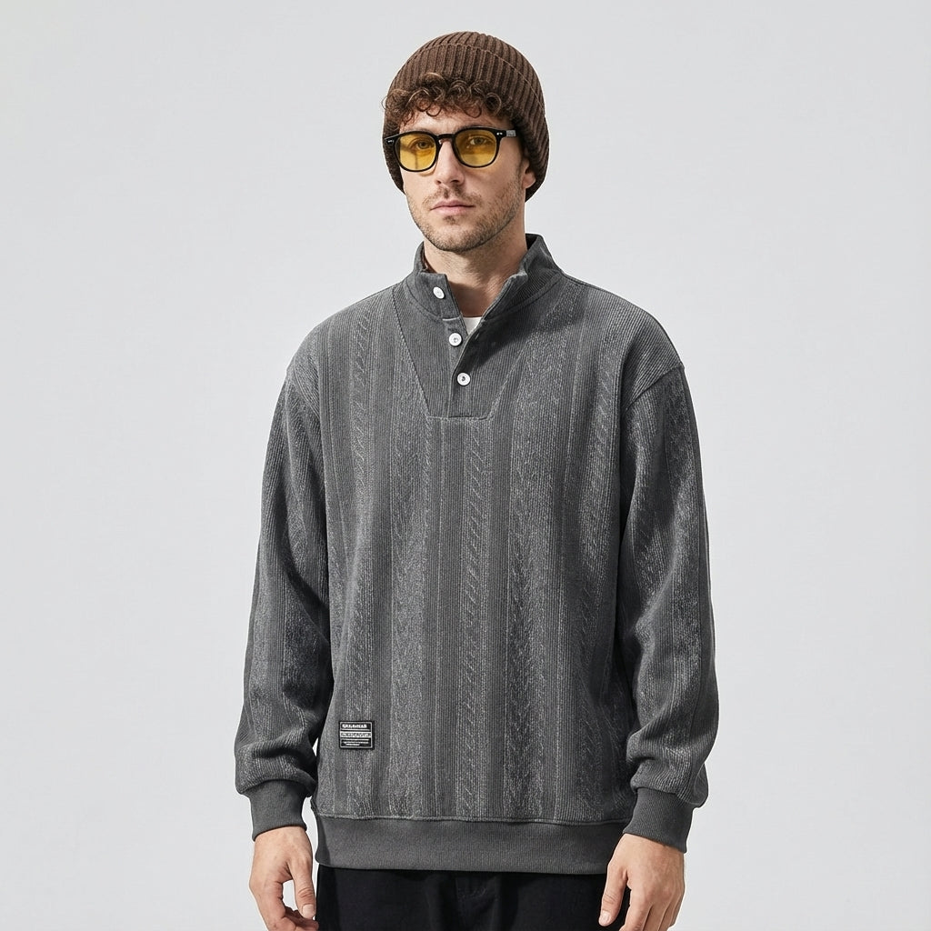 Textured Turtle Neck Pullover in Grey